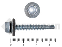 Саморез кровельный цинк, с шайбой EPDM, 4,8х35 К КРЕП-КОМП (30шт)